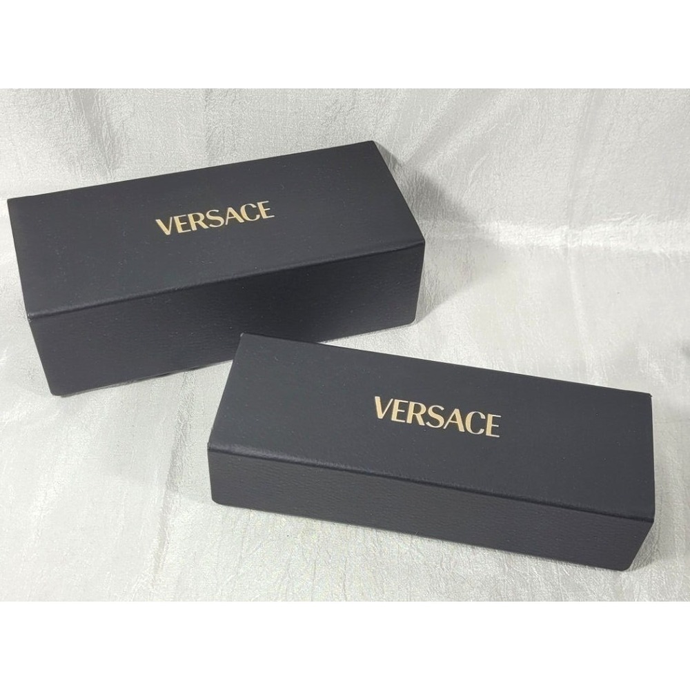 2 Empty Versace‎ Magnetic Flip Top Retail Jewelry Eyeglasses Cases - Black